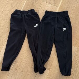 Puma and Nike Kids Black Jogger Pants Set